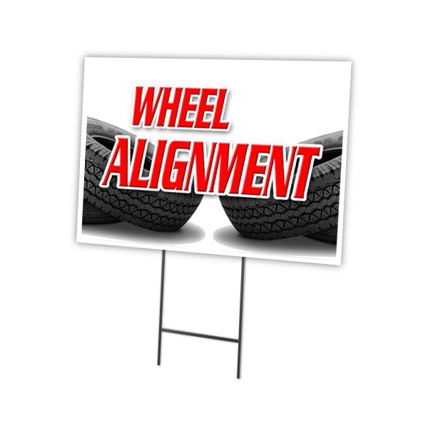 Wheel Alignment Yard Sign & Stake outdoor plastic coroplast window, C-1824-DS-Wheel Alignment